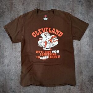 vintage cleveland browns "we'll give you something to bark about" tee.